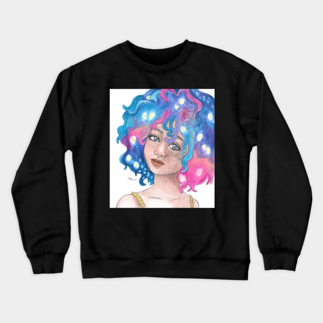 Galaxy Hair Crewneck Sweatshirt by FairytalesInBlk